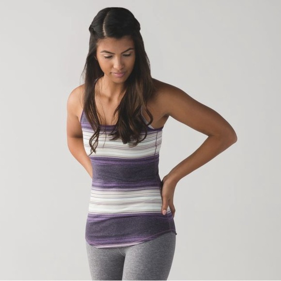 Lululemon Refresh Racer Tank Osaka Stripe Heathered Black Grape / Going Grape 8 - Picture 3 of 12